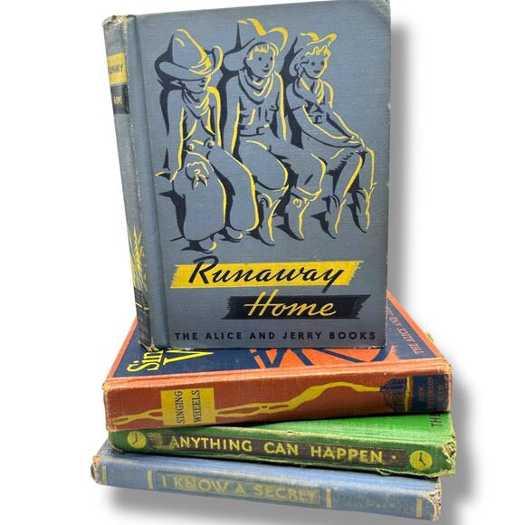X4 THE ALICE AND JERRY books vintage School Reading Text midcentury art - Picture 1 of 12